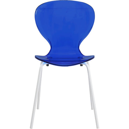 Modern Oyster Transparent Side Chair in White Base
