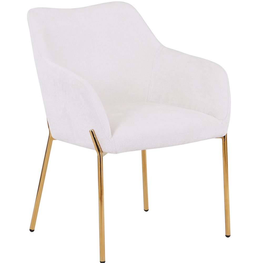Zaire Collection Modern Dining Chair, Gold Legs and White Boucle
