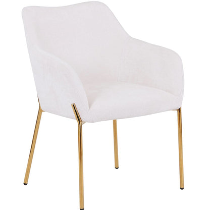 Zaire Collection Modern Dining Chair, Gold Legs and White Boucle