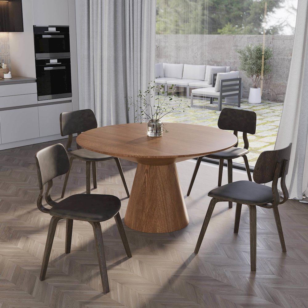 5-Piece Dining Set in Dark Walnut/Brown