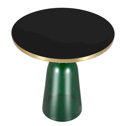Tully Collection Glass side Table Green glass, Gold Rim with Black Glass top