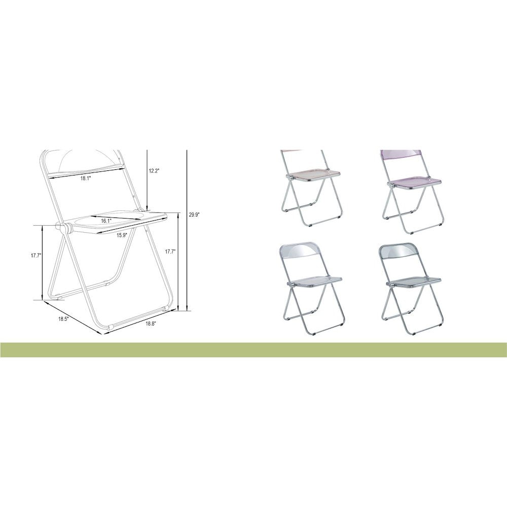 Lawrence Acrylic Folding Chair With Metal Frame