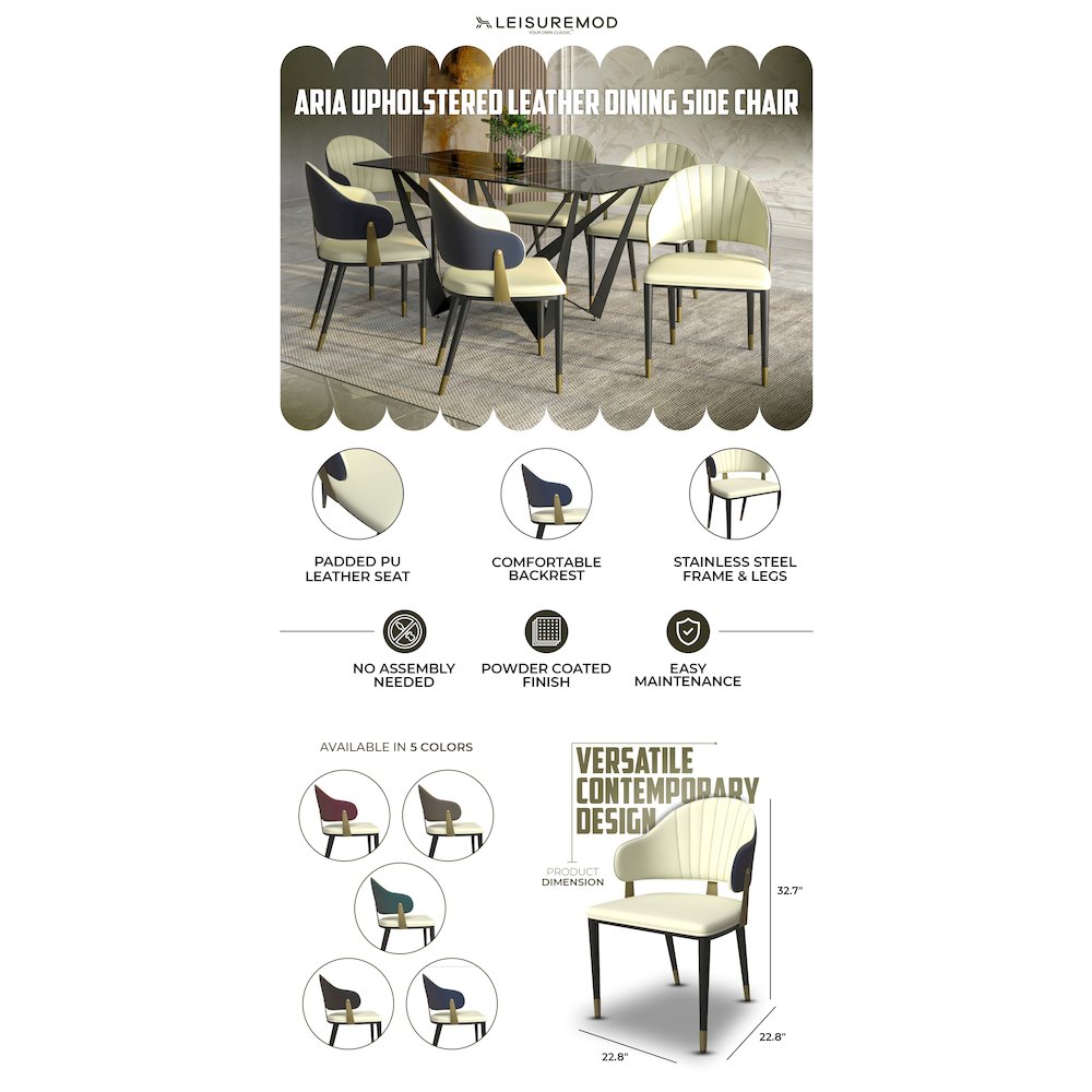 Aria Series Modern Dining Chair in Black Set of 2