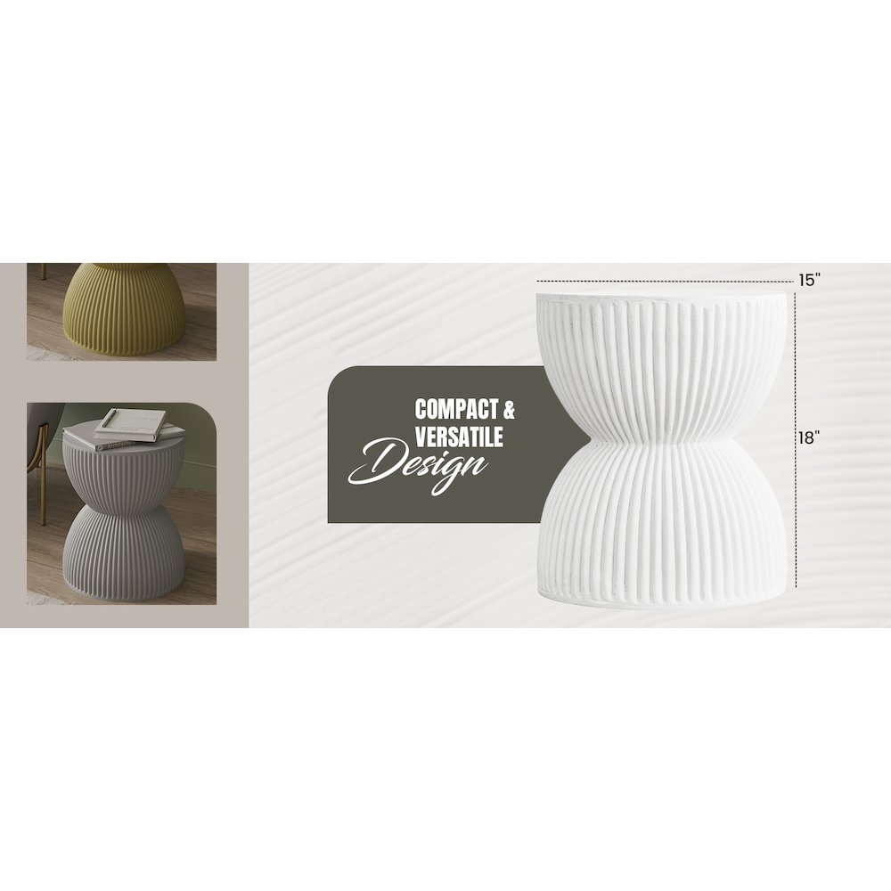 Modern Side End Table Spire Series In White