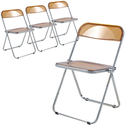 Lawrence Acrylic Folding Chair With Metal Frame, Set of 4