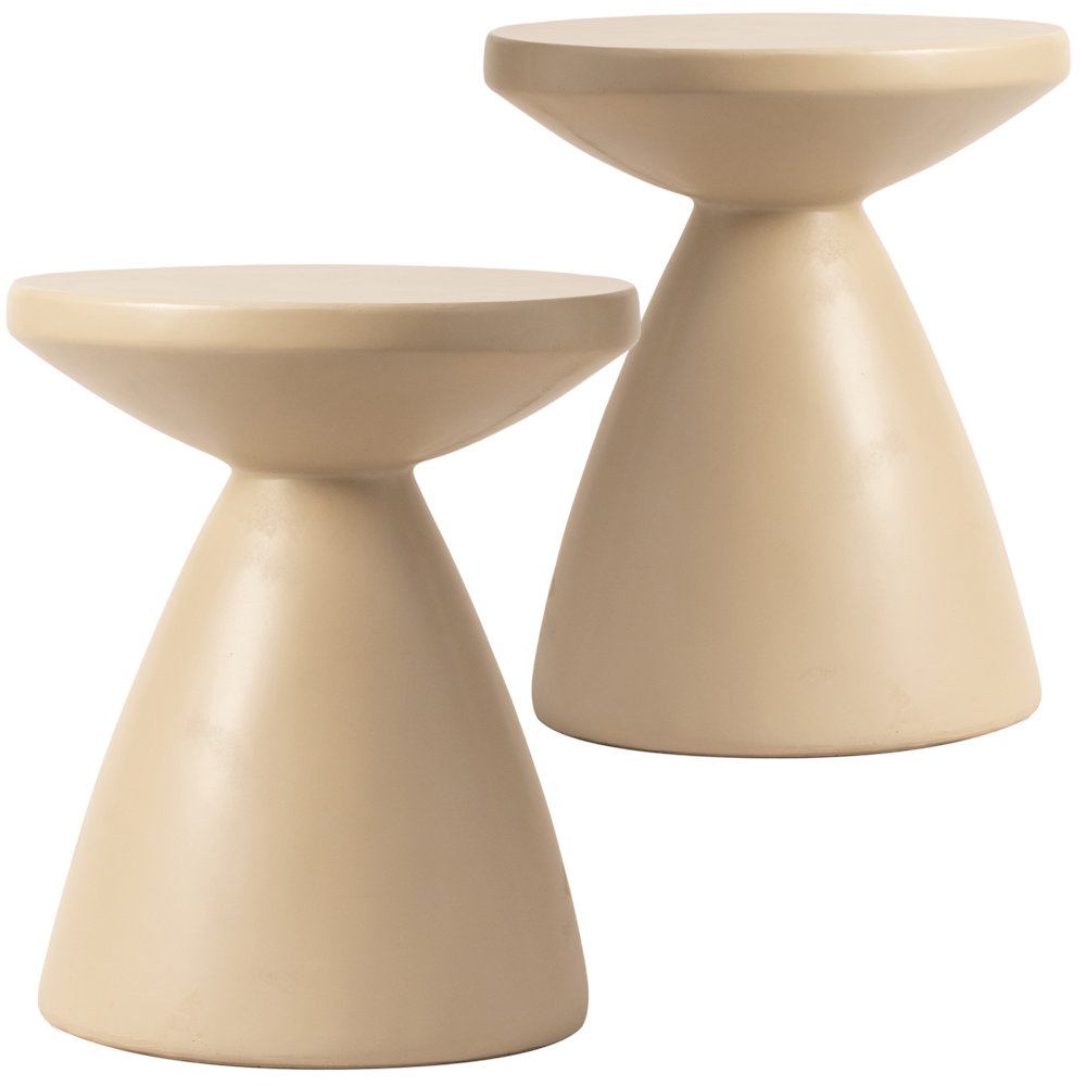 Dune Collection Fiberglass Outdoor Side Table in Beige