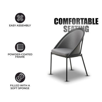 Urbane Collection Modern Dining Chair in Charcoal - Set of 2