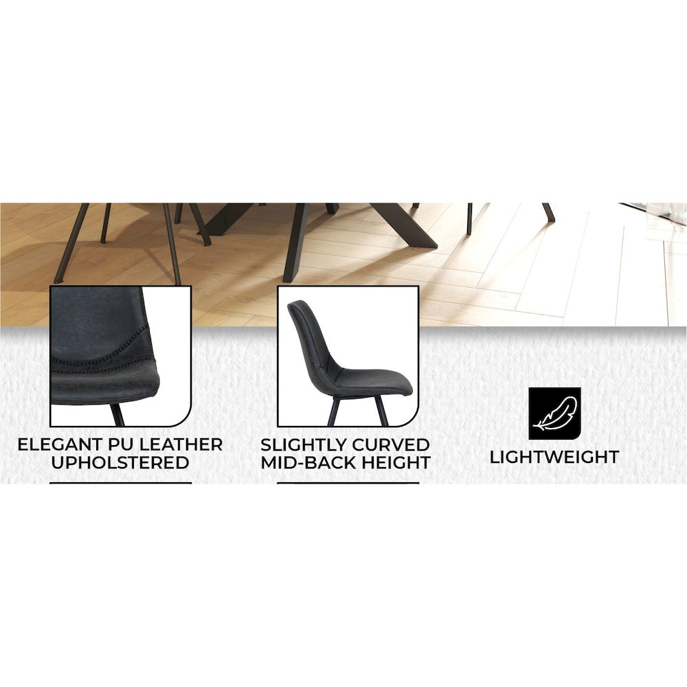 Markley Modern Leather Dining Chair With Metal Legs