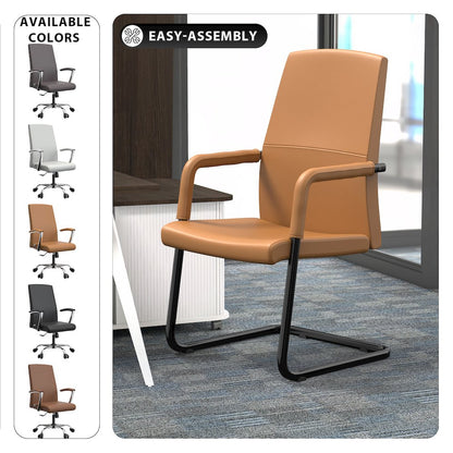 Evander Office Guest Chair in Acorn Brown Leather