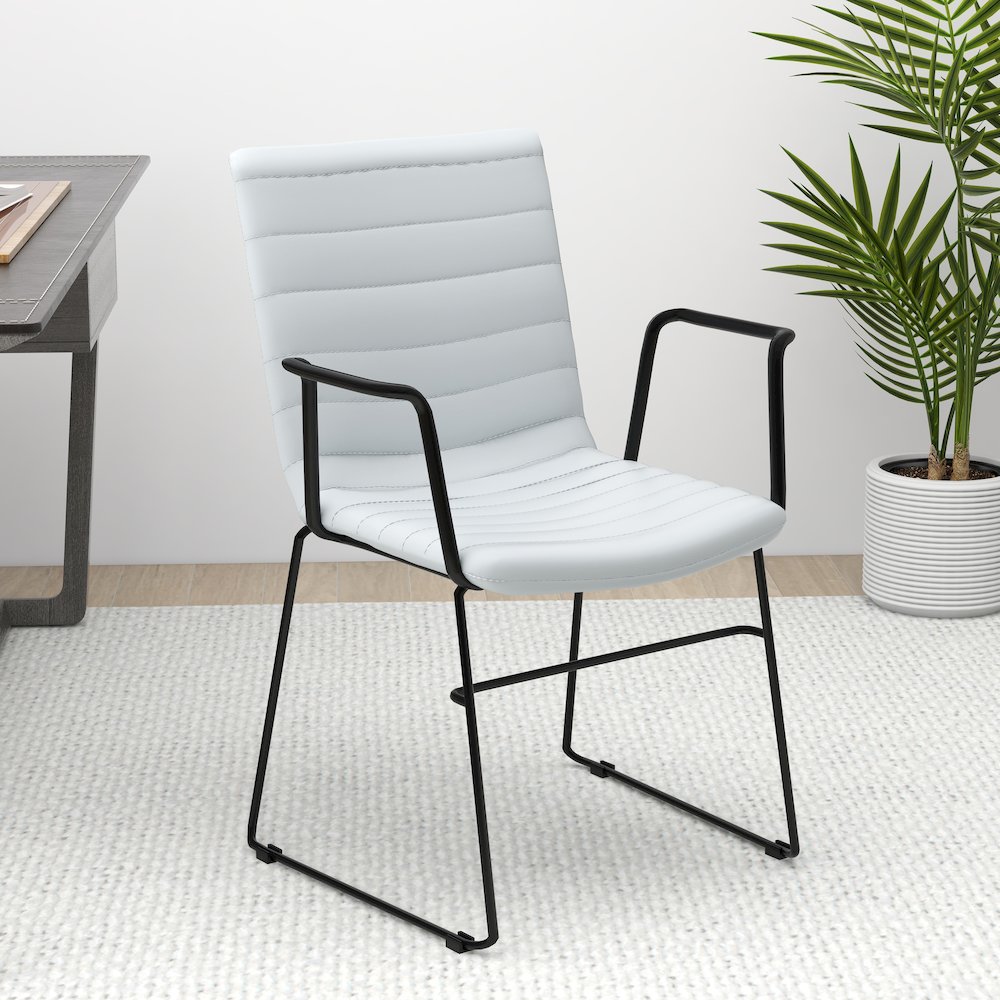 Zylar Series Office Guest Arm Chair in White Leather