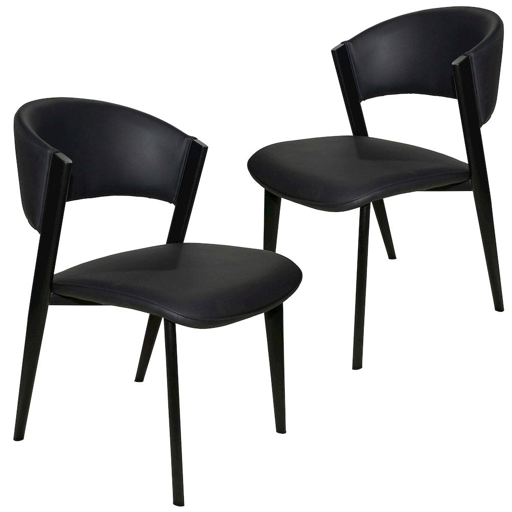 Aspen Collection Modern Dining Chair Black Frame in Black Set of 2