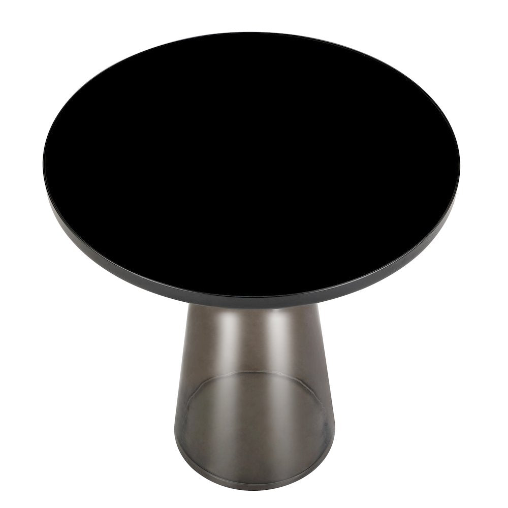 Tully Collection Glass side Table Grey glass, Black Rim with Black Glass top