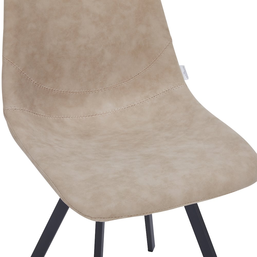 Markly Modern Leather Dining Chair With Metal Legs in Taupe Set of 2
