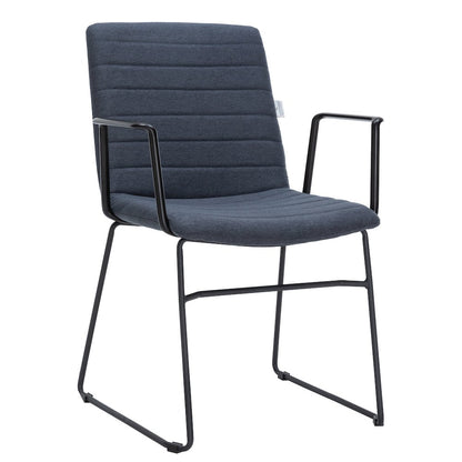 Zylar Series Office Guest Arm Chair in Dark Blue Fabric