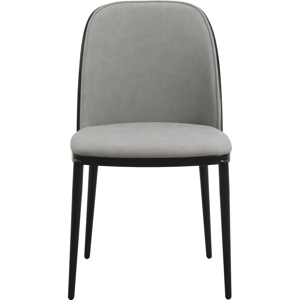 Tule Collection Dining Chair, Black Frame With Light Grey Leather