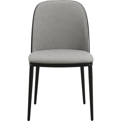 Tule Collection Dining Chair, Black Frame With Light Grey Leather