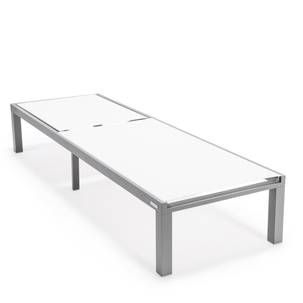 Marlin Patio Chaise Lounge Chair With Grey Aluminum Frame, Set of 2 in White