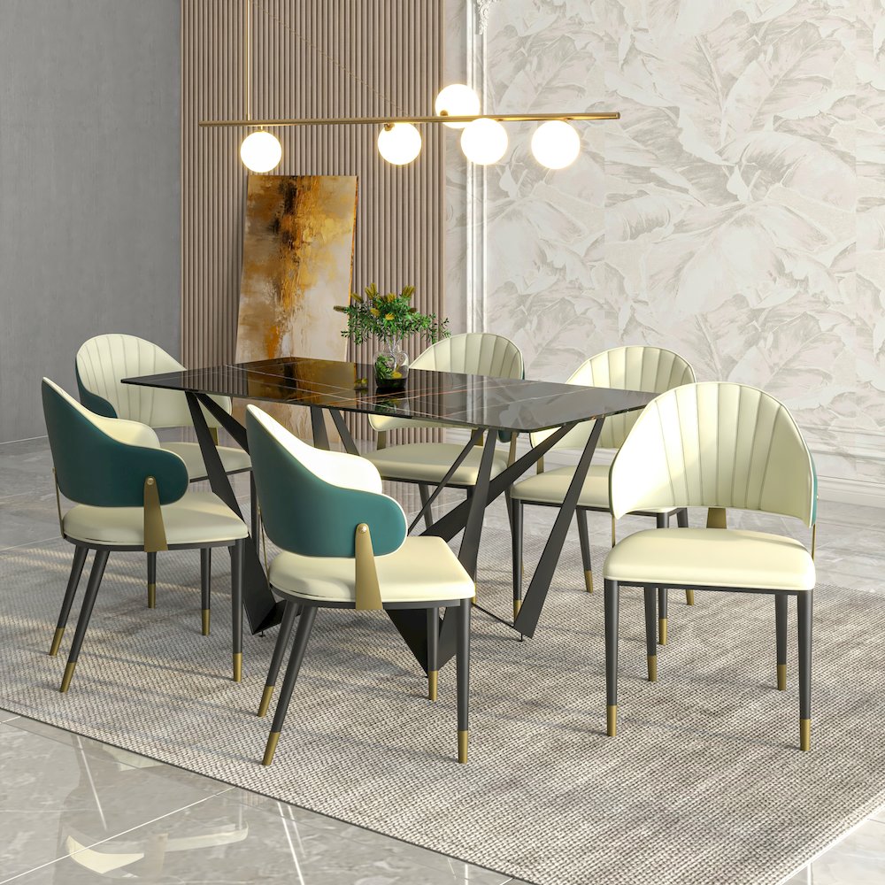 Aria Series Modern Dining Chair in Green Set of 2