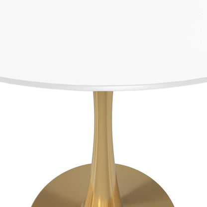 Bristol 40" round dining table Gold Base With White Top