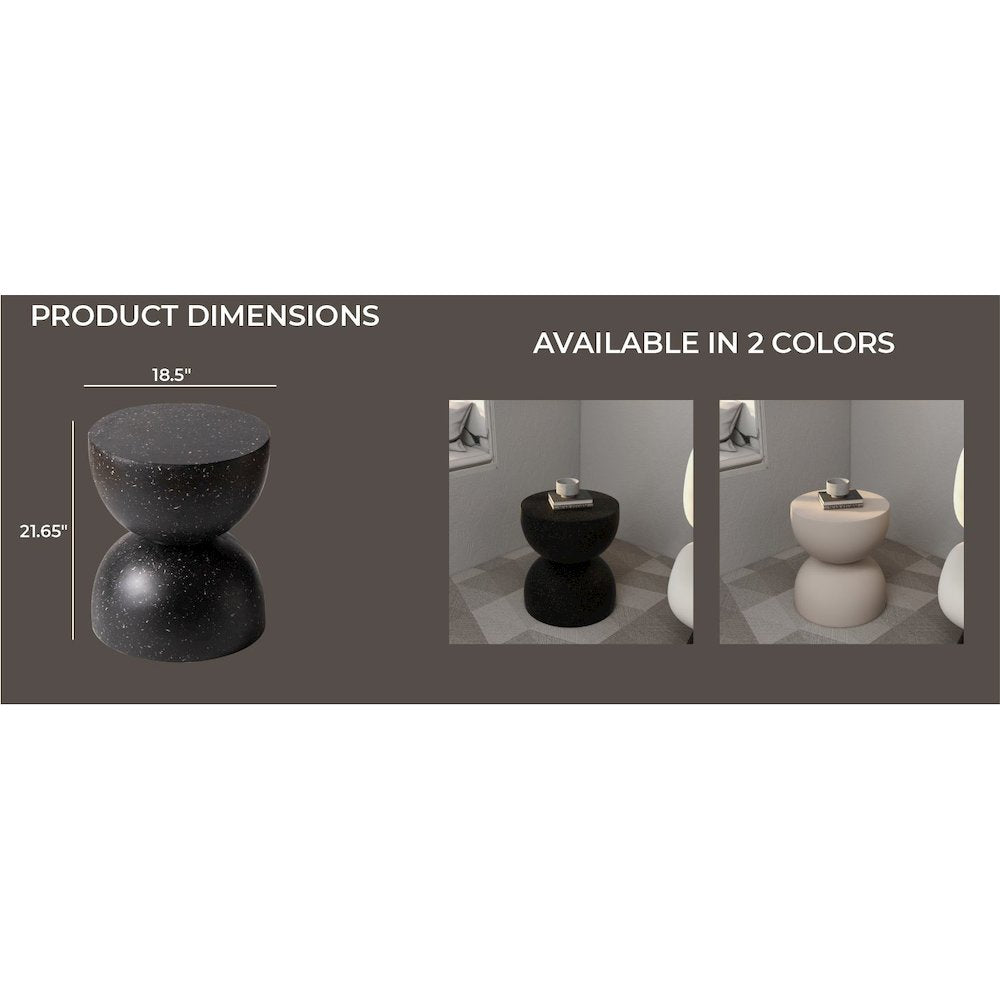 Sage Collection Fiberglass Outdoor Side Table in Black