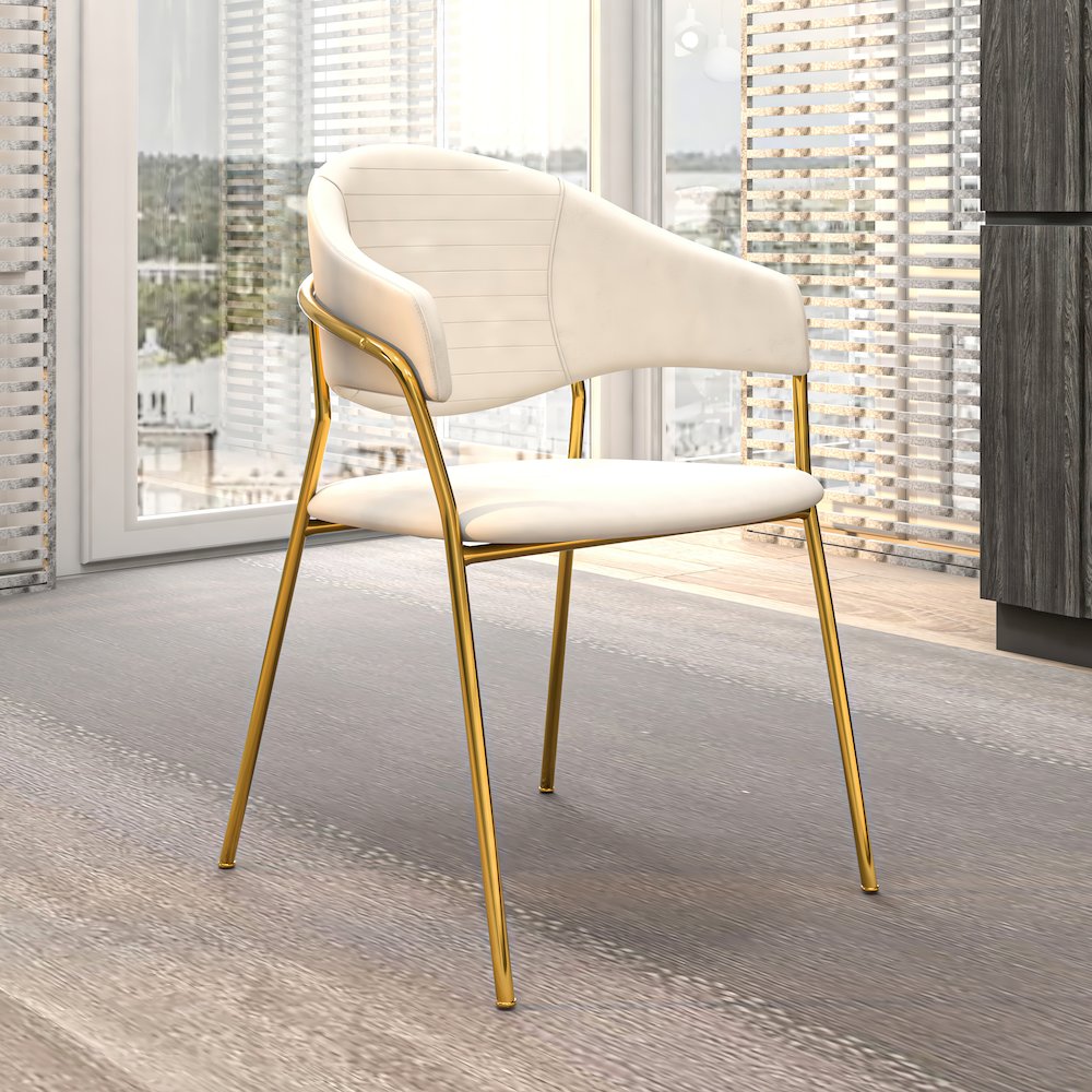 Bella Collection Modern Dining Chair in Off White