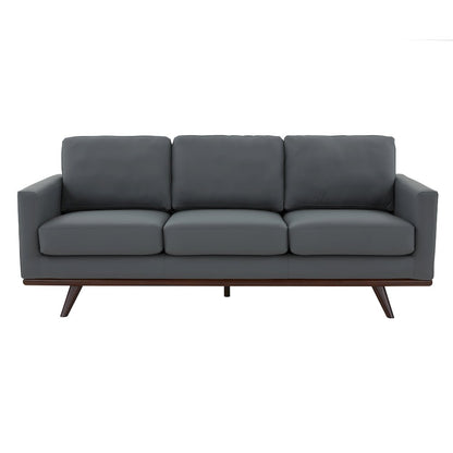 Chester Modern Leather Sofa With Birch Wood Base