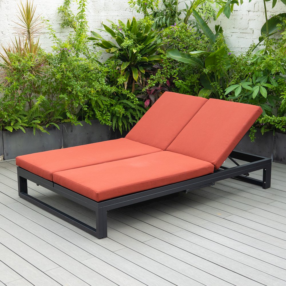Chelsea Convertible Lounge Reclining Double Chaise With Cushions