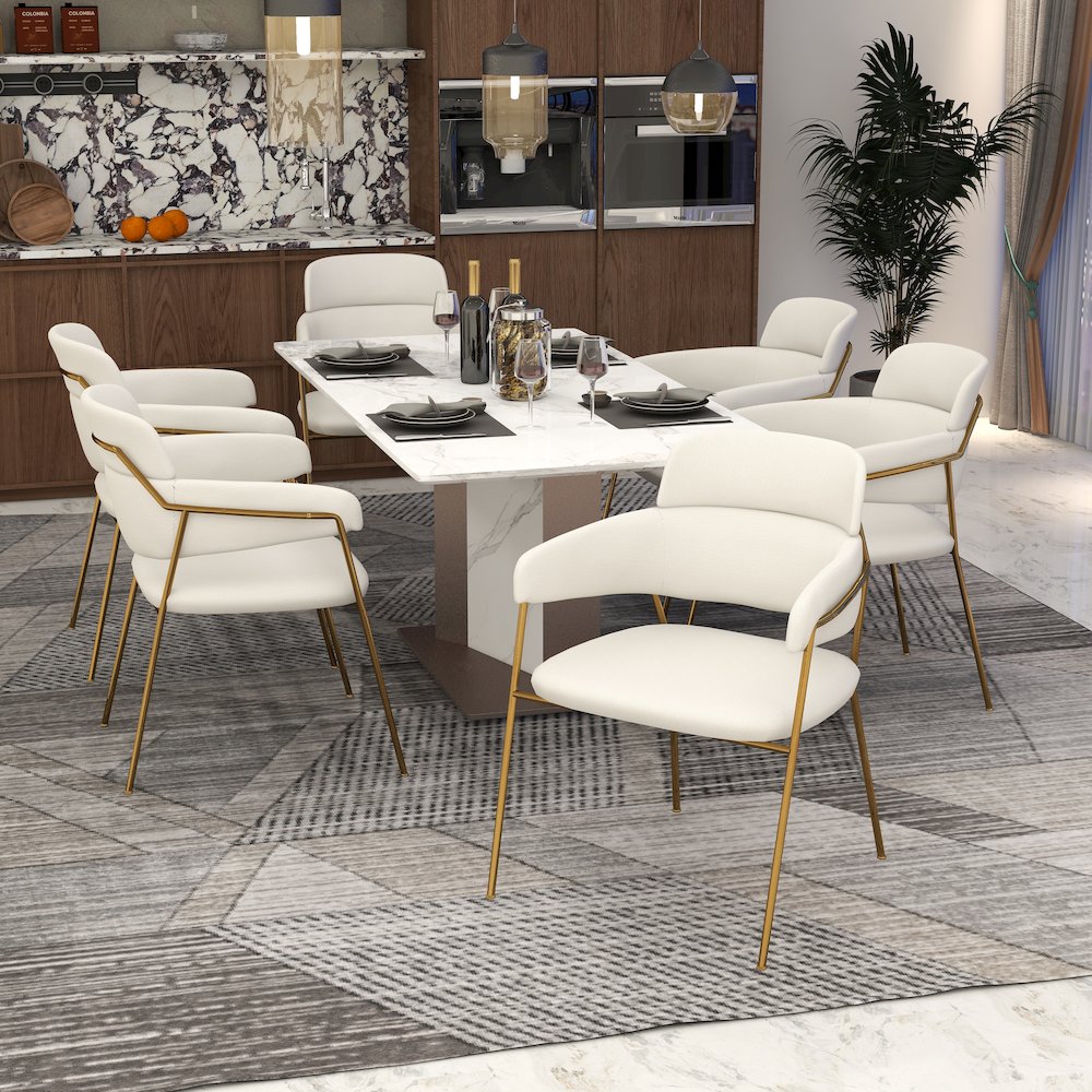 Axis Collection Modern Gold Dining Chair in White