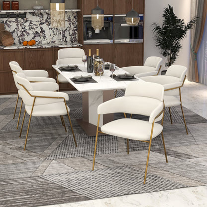 Axis Collection Modern Gold Dining Chair in White