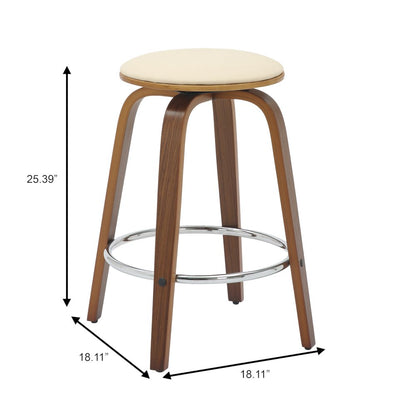 Wooden Counter Stool Pelya Collection Modern Style Walnut color in Cream