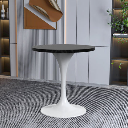 Verve Collection 27 Round Dining Table, White Base with Black MDF Top