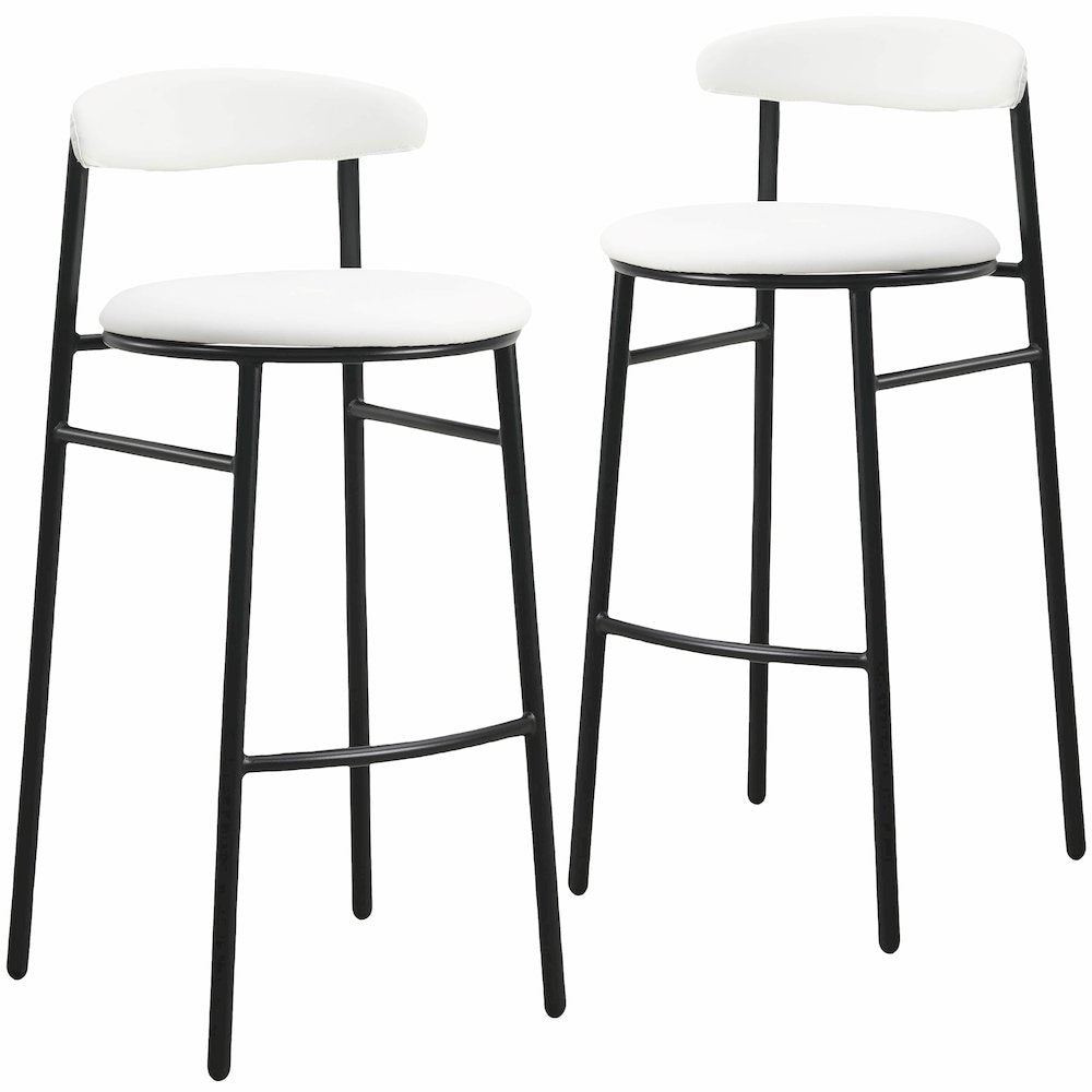 Lume Collection Modern Bar Stool in White Set of 2