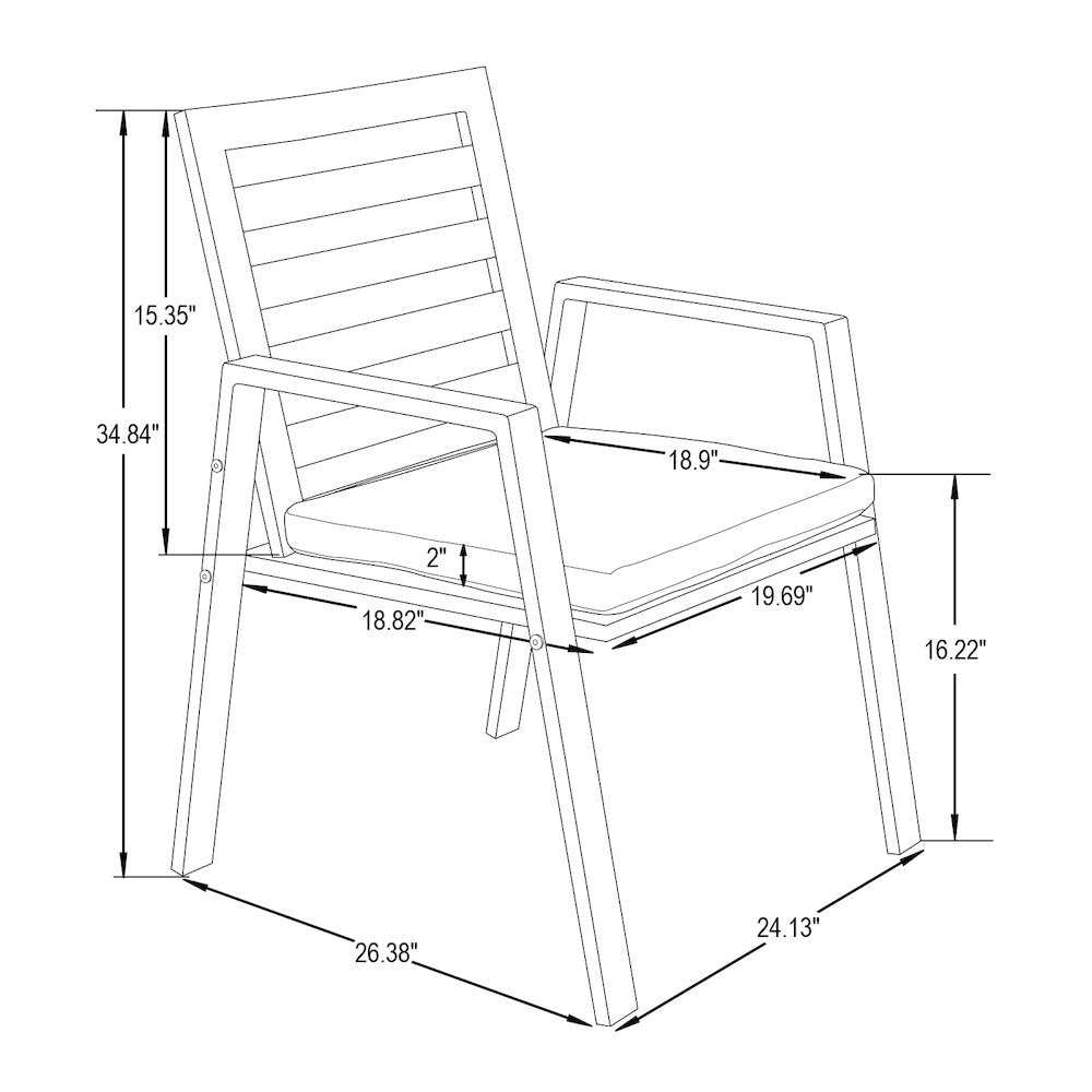 Chelsea Modern Patio Dining Armchair Set of 2