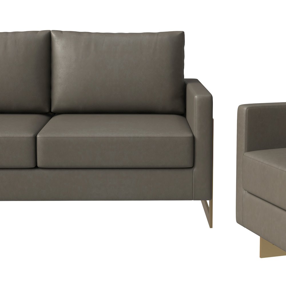 Lincoln 3-Piece Velvet Living Room Sofa Set With Gold Frame Grey