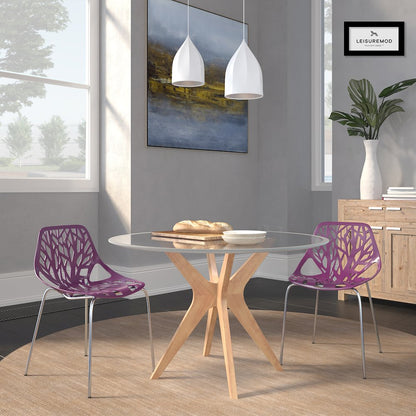 Modern Asbury Dining Chair w/ Chromed Legs, Set of 2