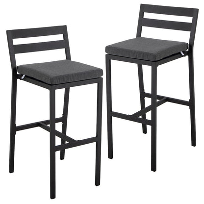 Chelsea Collection Modern Aluminum Outdoor Bar Chair Set of 2