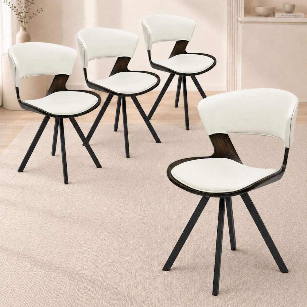 Bristol Dining table, White Base with 36" Round Cognac Brown MDF top
