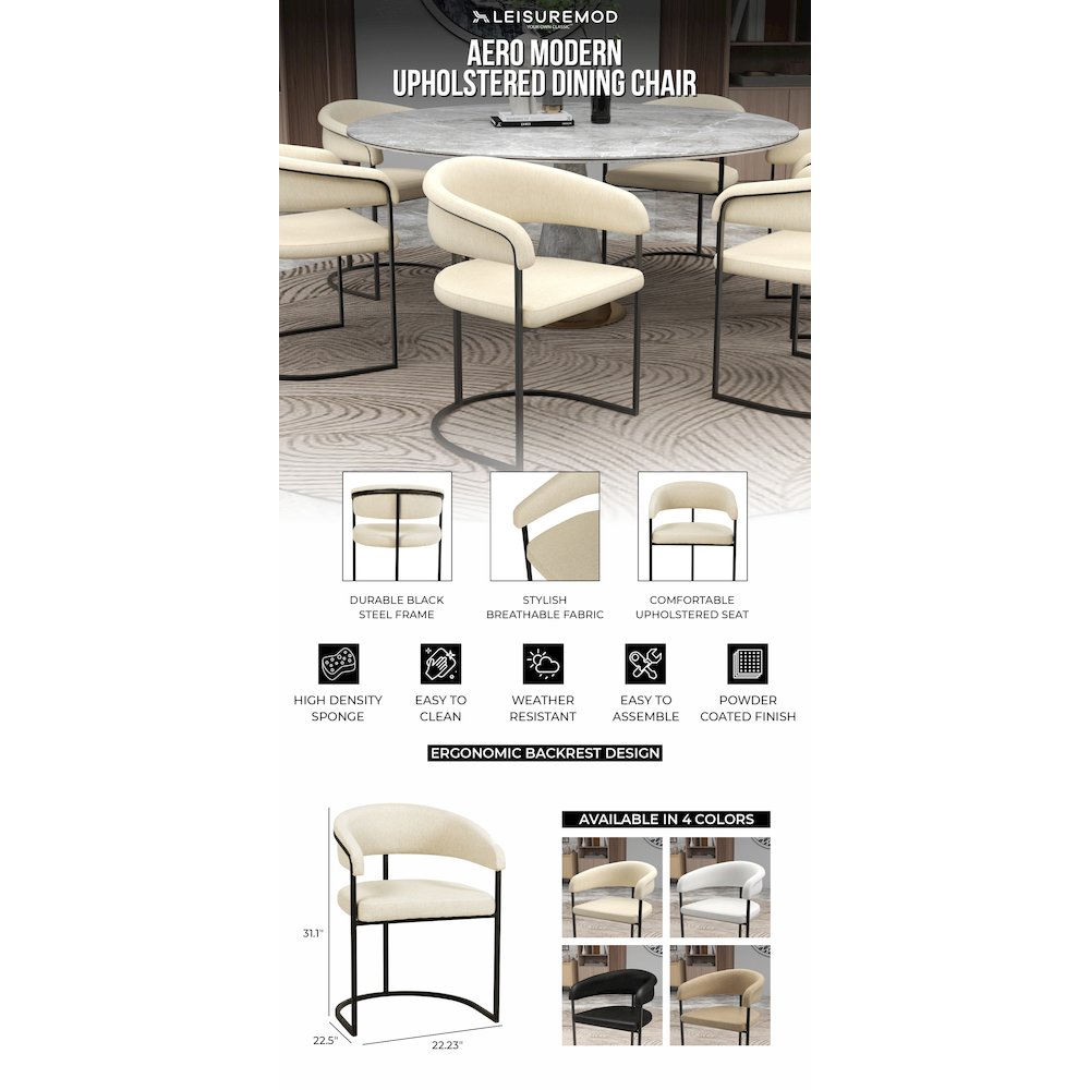 Aero Collection Modern Dining Chair in Oatmeal Set of 2