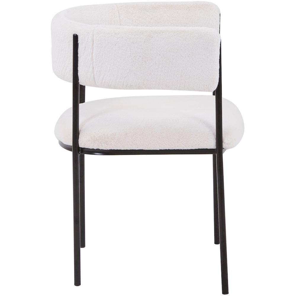 Elias Dining Chair Upholstered in Leather Velvet and Powder Coated Iron Legs
