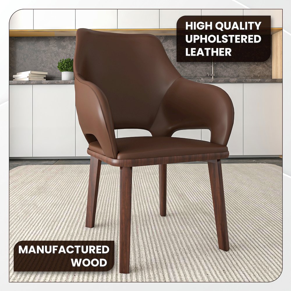 Vivara Collection Modern Dining Chair in Dark Brown