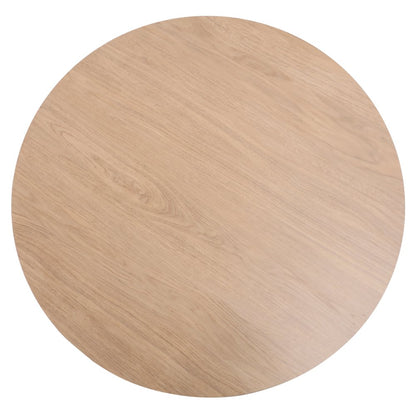 Bristol 27" Round Dining Table White Base with Sintered Stone Natural Wood Top