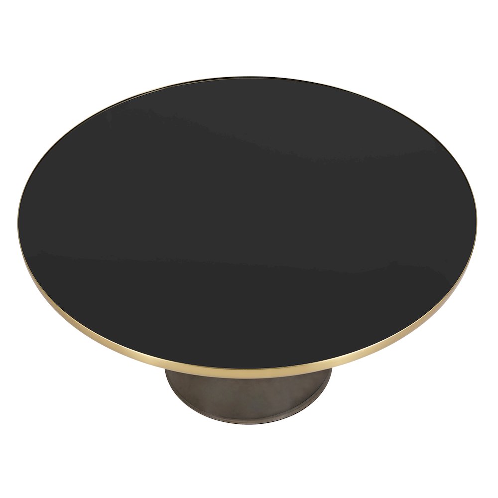 Tully Collection Glass Coffee Table Grey glass, Gold Rim with Black Glass top