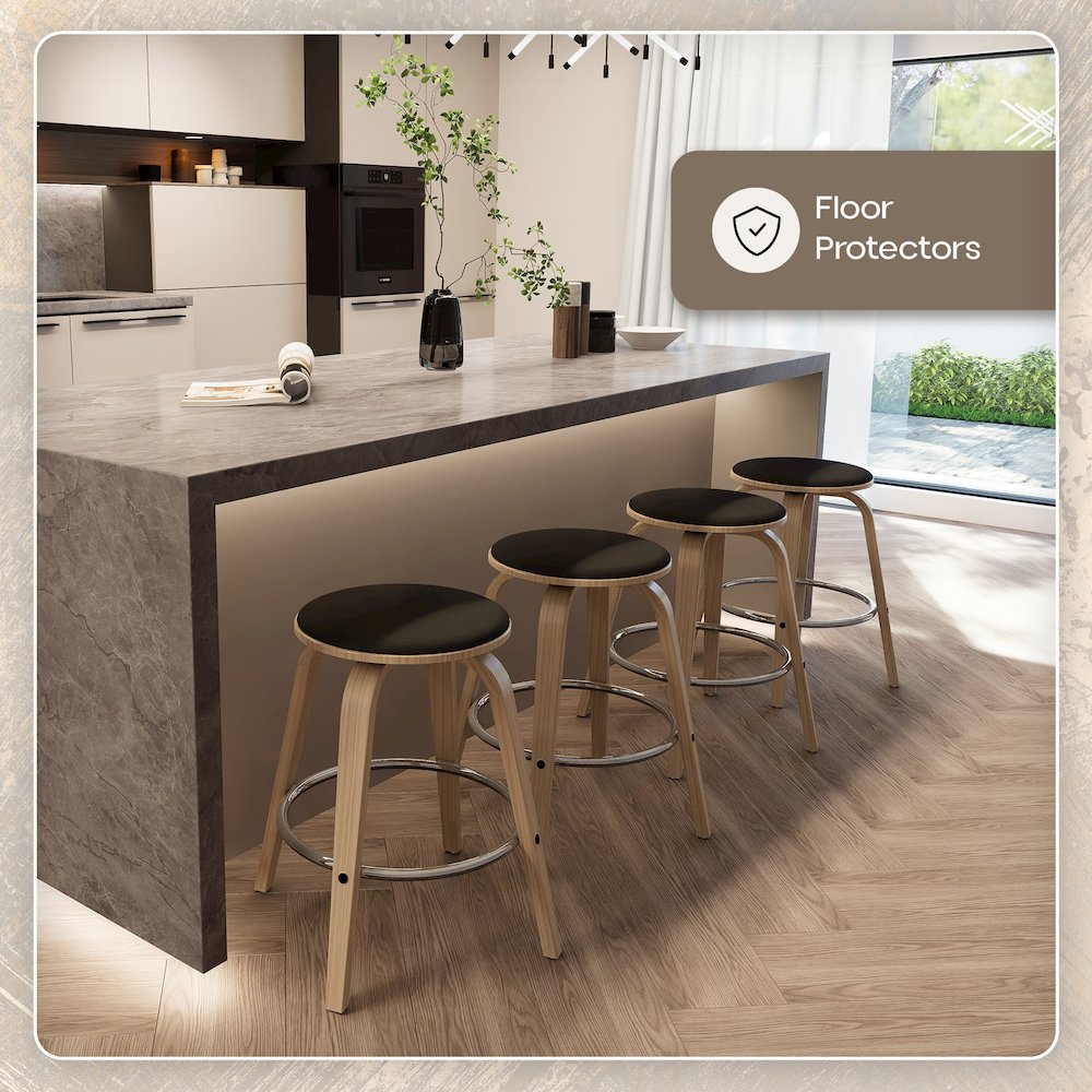 Wooden Counter Stool Pelya Collection Modern Style Washed Walnut color in Black