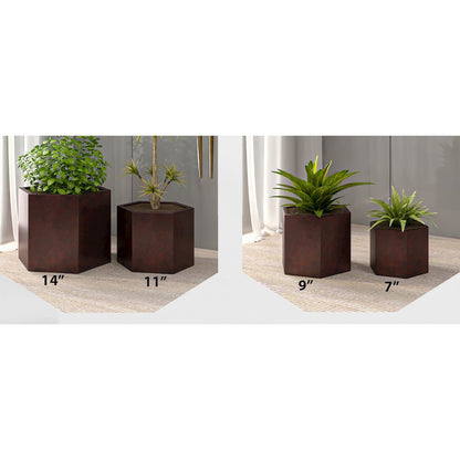 Thicket Series Poly Stone Planter in Brown 11 High