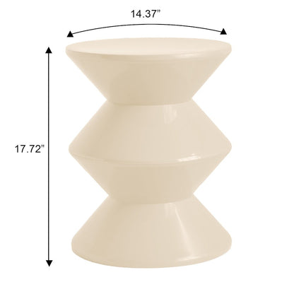Aura Modern Plastic Side End Table, Indoor/Outdoor Use, Ivory