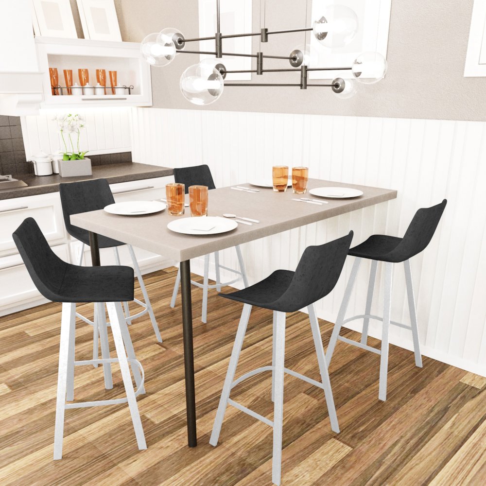 Elland - Bar stool -Charcoal Black- White Base