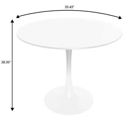 5-Piece Dining Set Round White MDF Dining Table