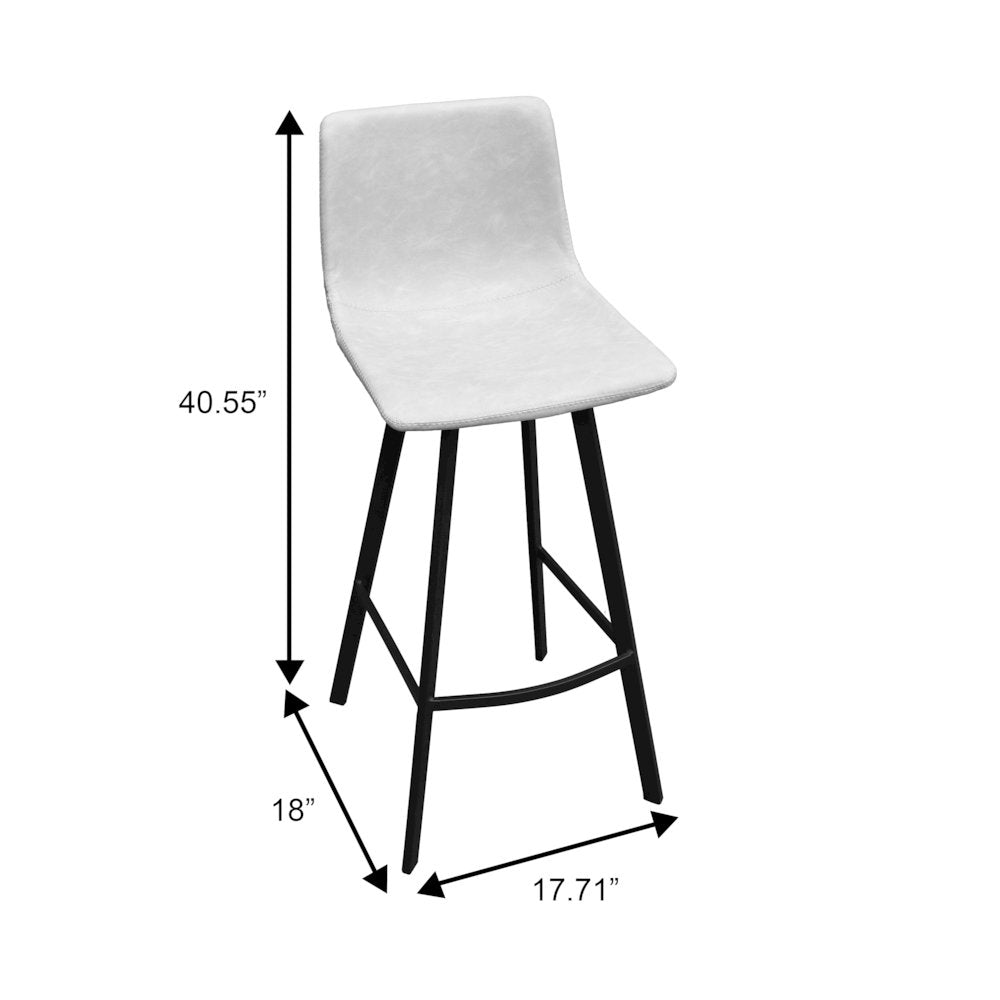 Elland Modern Upholstered Leather Bar Stool With Iron Legs & Footrest