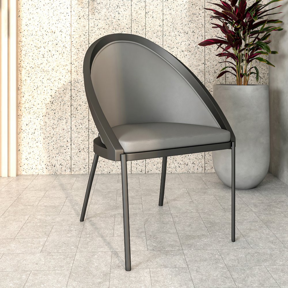 Urbane Collection Modern Dining Chair in Charcoal - Set of 2