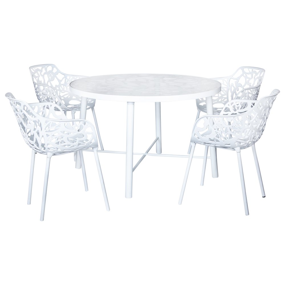 Devon Tree Design Glass Top Aluminum Base Indoor Outdoor Dining Table
